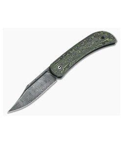 CIVIVI Appalachian Drifter C2015DS-3 Yellow Rose Carbon Fiber G10 Damascus Slip Joint Flipper