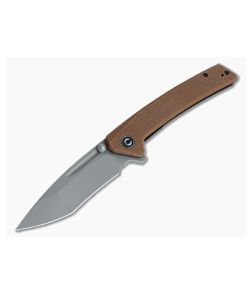 CIVIVI Keen Nadder Gray Stonewashed N690 Brown Micarta Liner Lock Flipper C2021B