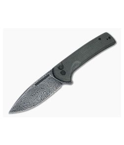 CIVIVI Conspirator Black Damascus Dark Green Micarta Button Lock Flipper C21006-DS1