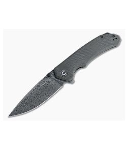 CIVIVI Brazen Drop Point Dark Green Micarta Black Damascus Liner Lock Flipper C2102DS-3