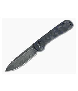 CIVIVI Button Lock Elementum Black Damascus Blue/Black Carbon Fiber Folder C2103DS-1