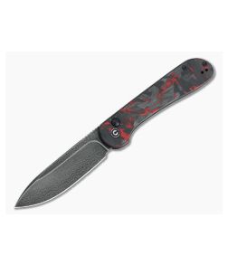 CIVIVI Button Lock Elementum Black Damascus Red/Black Carbon Fiber Folder C2103DS-2