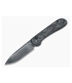 CIVIVI Button Lock Elementum Black Damascus Marbled Carbon Fiber Folder C2103DS-3