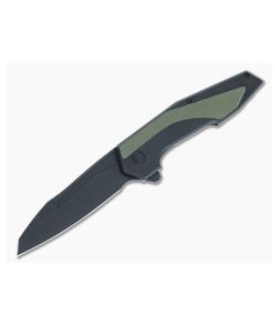 CIVIVI Hypersonic Flipper Black Steel Frame Lock with Green G10 Inlay Black Stonewash Blade C22011-1