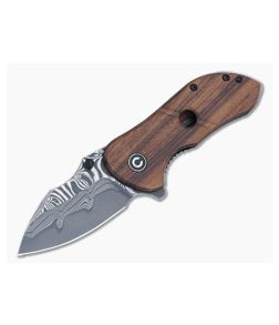 CIVIVI Gordo Liner Lock Flipper Guibourtia Wood Handles Damascus Drop Point Blade C22018C-DS1