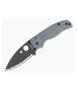 Spyderco Shaman Large Serrated DLC Grooved Black Micarta Putman Custom Scales Folder