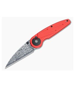 Civivi Starflare Red Aluminum Damascus Button Lock Folder C23052-DS1