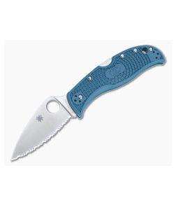 Spyderco LeafJumper Serrated K390 Blue FRN Back Lock Folding Knife C262SBLK390