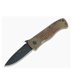 Emerson CQC-7AW Black with Custom Natural Micarta Grid Scales