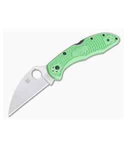 Spyderco Salt 2 Wharncliffe Flat Ground Plain LC200N Green FRN Folder C88FPWCGR2