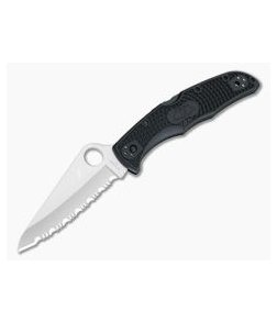 Spyderco Pacific Salt 2 Lightweight Black FRN Serrated Edge Satin H1 Folder C91SBK2