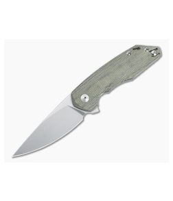 GiantMouse ACE Corta Stonewashed M390 Green Canvas Micarta Liner Lock Flipper