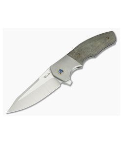 Reate Knives Crossroads Kirby Lambert Design M390 Canvas Micarta Titanium Bolster Liner Lock Flipper