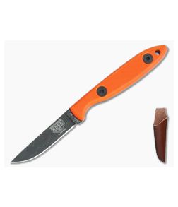 ESEE Knives Camp Lore CR2.5 Orange G10 Black Oxide 1095 Leather Sheath
