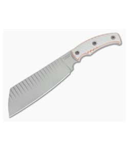 RMJ Tactical Da Choppa Explore More Edition Gray 80CrV2 Gray and Orange G10 Fixed Blade