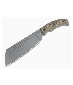 RMJ Tactical Da Choppa Tungsten Gray 80CrV2 Hyena Brown G10 Fixed Blade