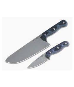 TOPS Knives Dicer 8-3 Chef's & Paring Kitchen Knife Combo S35VN Blue Black G10 Micarta DCR-83