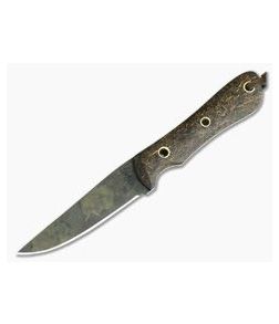 Smith & Sons Desperado Coconut Fiber Micarta Original Patina CPM D2  Fixed Blade