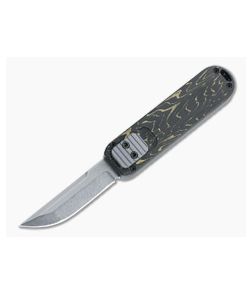 D Rocket Design/ARS Mini 007 Tanto Nitro-V Gold Carbon Fiber Top Slide OTF Automatic Knife 0029