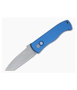 Protech Emerson CQC-7 Blasted Tanto Blade Blue Handle Automatic Knife E7T01-BLUE