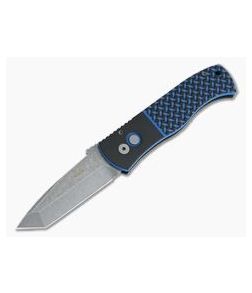 Protech Emerson CQC-7 Auto Acid Washed Tanto Black & Blue G10 Automatic Knife E7T34