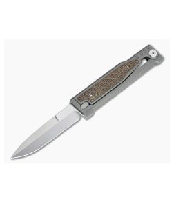 Reate EXO Exoskeleton Design Double Edge Elmax Burlap Micarta Manual OTF Knife