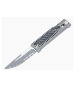 Reate EXO Exoskeleton Design Drop Point Serrated CPM 3V Black Micarta Manual OTF Knife