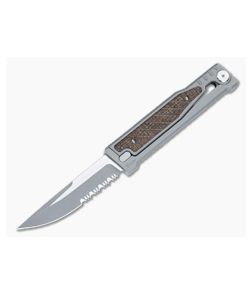 Reate EXO Exoskeleton Design Drop Point Serrated CPM 3V Dark Burlap Micarta Manual OTF Knife