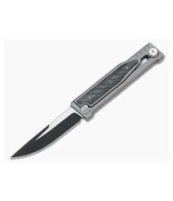 Reate EXO Exoskeleton Design Drop Point PVD Elmax Black Micarta Manual OTF Knife