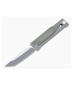 Reate EXO Exoskeleton Design Tanto CPM 3V Green Micarta Manual OTF Knife