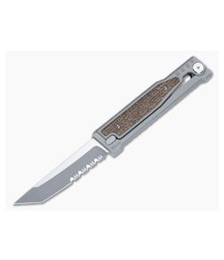 Reate EXO Exoskeleton Design Tanto Serrated CPM 3V Dark Burlap Micarta Manual OTF Knife