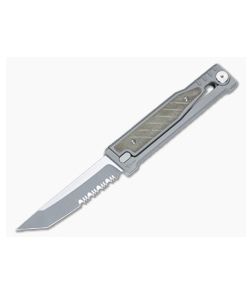 Reate EXO Exoskeleton Design Tanto Serrated CPM 3V Green Micarta Manual OTF Knife