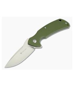 Steel Will Plague Doctor Mini Satin D2 Coarse OD Green G10 Flipper F16M-02