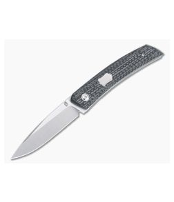 Jared Oeser F22 KICKSTOP Flipper Satin Shield Carbon Fiber Folding Knife