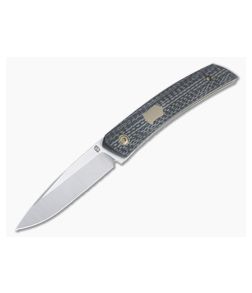 Jared Oeser F22 KICKSTOP Flipper Bronze Shield Carbon Fiber Folding Knife
