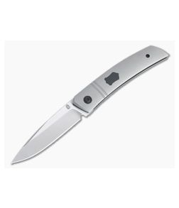 Jared Oeser F22 KICKSTOP Flipper Black Shield Faux Bolster Titanium Folding Knife
