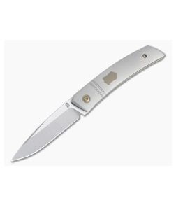 Jared Oeser F22 KICKSTOP Flipper Bronze Shield Faux Bolster Titanium Folding Knife