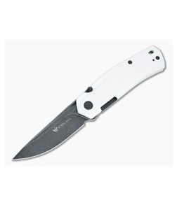 Steel Will Fjord Black Stonewashed D2 White G10 Liner Lock Front Flipper F71-21