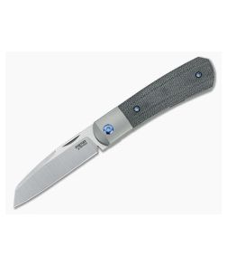 Pena Knives X Series Front Flipper Apache GPKnives Exclusive Black Micarta Blue Hardware