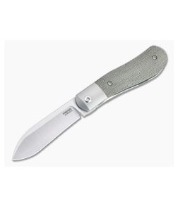 Pena Knives X Series Front Flipper Dogleg Jack Bolstered Green Canvas Micarta