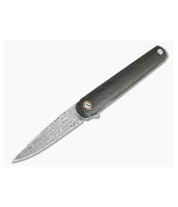 MKM Zieba Flame Limited Drop Point Bifrost Damasteel Raindrop Gold Carbon Fiber Frame Lock Flipper FL01-D