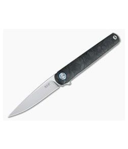 MKM Zieba Flame Drop Point M390 Marbled Carbon Fiber Titanium Frame Lock Flipper FL01-FCT