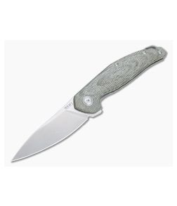 MKM Anso Goccia Satin M390 3D Green Canvas Micarta Liner Lock Flipper GC-GC