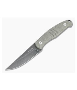 GiantMouse GMF2-P-G Stonewashed PVD N690 Green Micarta Fixed Blade Bushcraft Knife