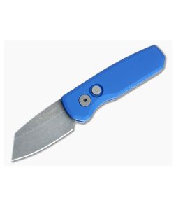 Protech Runt 5 Automatic GP Exclusive Smooth Blue Aluminum Acid Washed MagnaCut Reverse Tanto GP.RUNT5.01-BLUE