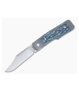 Jack Wolf Knives Gunslinger Jack Bolster Lock Front Flipper Arctic Storm FatCarbon Satin S90V Clip Point GUNSL-01-FCAS