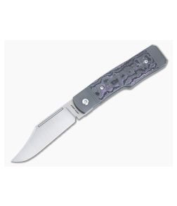 Jack Wolf Knives Gunslinger Jack Bolster Lock Front Flipper Purple Haze FatCarbon Satin S90V Clip Point GUNSL-01-FCPH