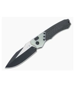 Heretic Knives Wraith Auto S/E Battleworn Black Elmax Jade G10 Bolster Carbon Fiber Automatic H000-8A-JADE