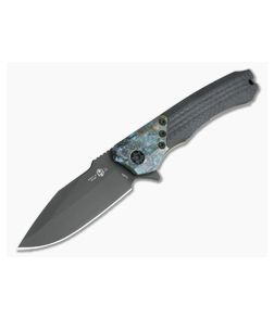 Heretic Knives Wraith S/E DLC Elmax Chemtina Brass Integral Carbon Fiber Frame Lock Flipper H001-6A-CF/CHEM