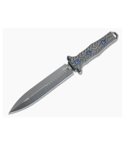 Heretic Knives Nephilim Dagger Black DLC Elmax Carbon Fiber Blue Ti Hardware Fixed Blade H003-6A-CF